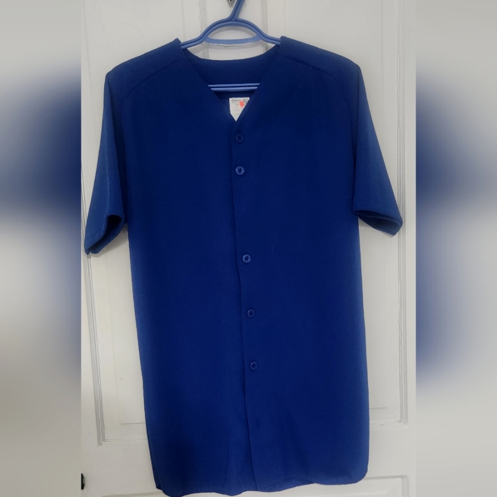 Blue Polyester Baseball Jersey - Size Small